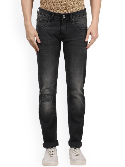 

Park Avenue Men Black Tapered Fit Low-Rise Mildly Distressed Stretchable Jeans