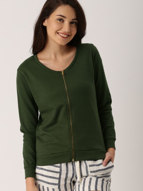 

DressBerry Women Green Solid Sweatshirt