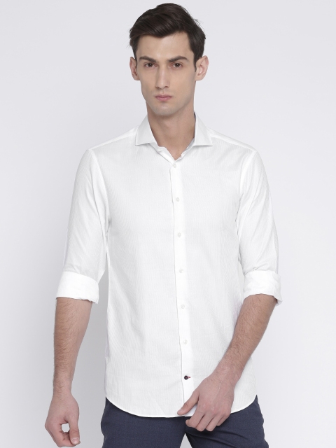 

Tommy Hilfiger Men White Snug Slim Fit Self-Striped Casual Shirt