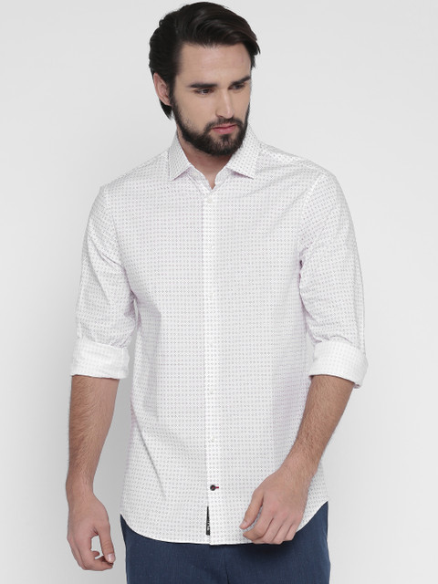 

Tommy Hilfiger Men White & Pink Slim Fit Printed Casual Shirt