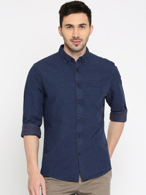 

Tommy Hilfiger Men Navy Custom Regular Fit Self designed Casual Shirt, Navy blue