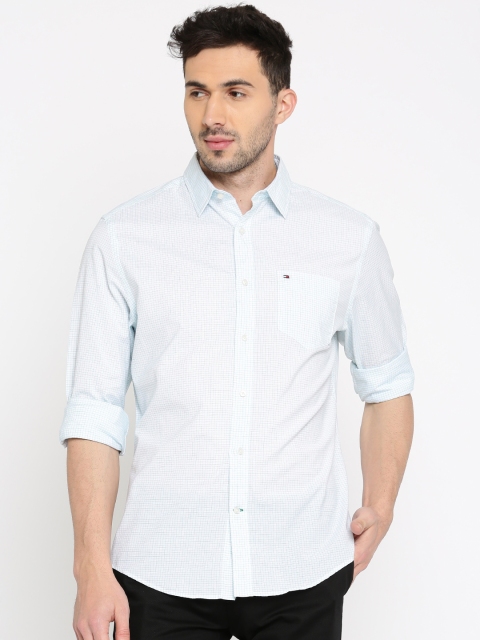 

Tommy Hilfiger Men Blue Classic Slim Fit Checked Casual Shirt