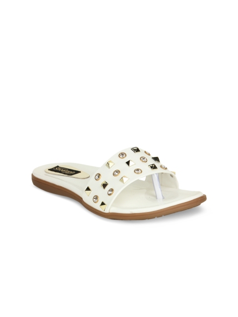 

Shoetopia Women White Solid Synthetic Open Toe Flats