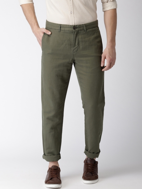 

Tommy Hilfiger Men Olive Green Regular Fit Solid Chinos