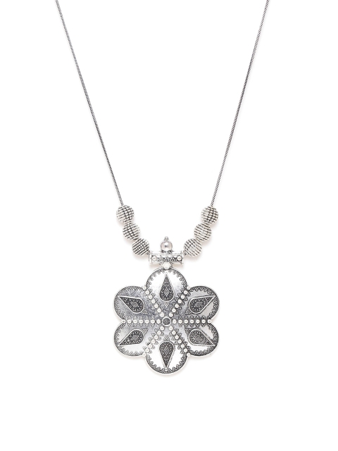 

Voylla Silver-Toned Brass Oxidised Necklace