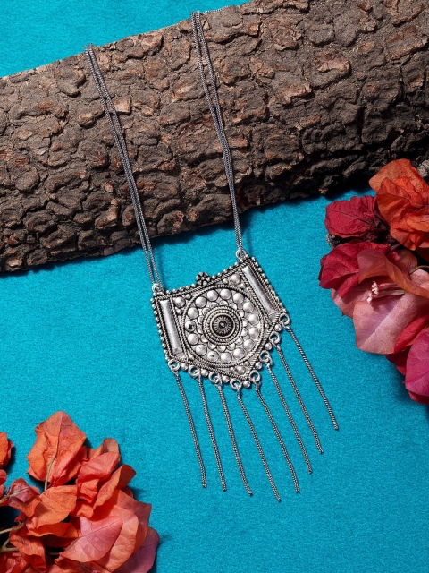 

Voylla Silver-Toned Brass Oxidised Necklace