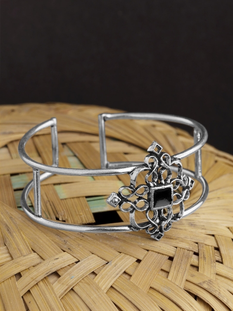 

Voylla Silver-Toned Brass Silver-Plated Cuff Bracelet
