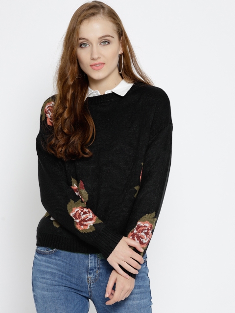 

Vero Moda Women Black Self Design Pullover