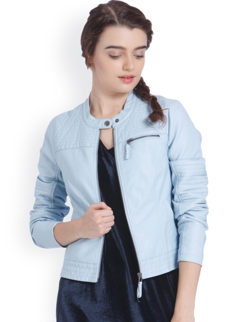

Vero Moda Women Blue Solid Biker Jacket