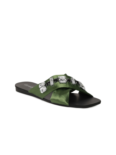 

Catwalk Women Green Embellished Open-Toed Flats