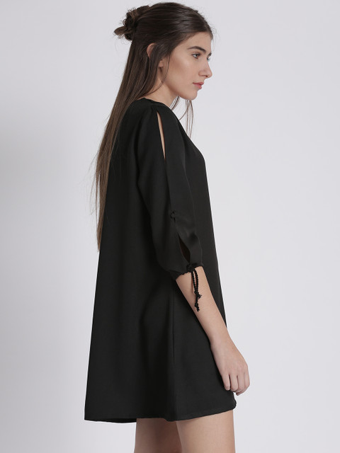 

Chemistry Women Black Solid T-shirt Dress