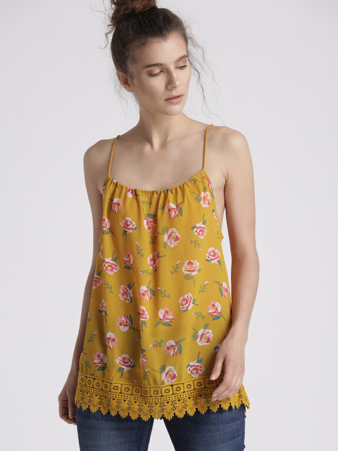 

Chemistry Women Mustard Yellow Floral Print Top