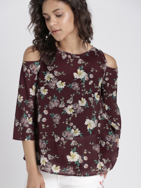 

Chemistry Women Purple Floral Print Top