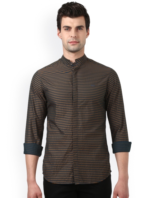 

ColorPlus Men Brown Regular Fit Striped Casual Shirt