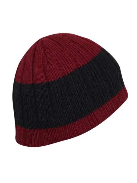 

FabSeasons Unisex Maroon & Black Self Design Beanie