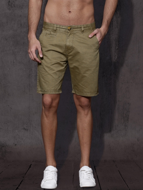 

Roadster Men Olive Green Solid Chino Shorts
