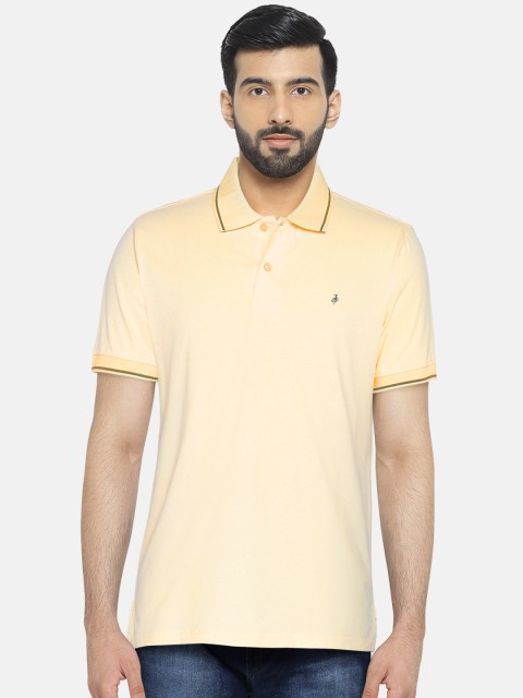 

John Players Men Yellow Solid Polo Collar T-shirt