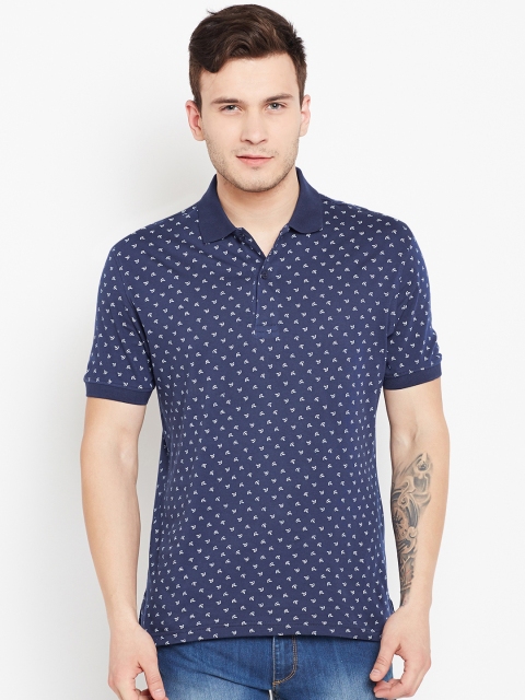 

John Players Men Navy Blue Printed Polo Collar T-shirt
