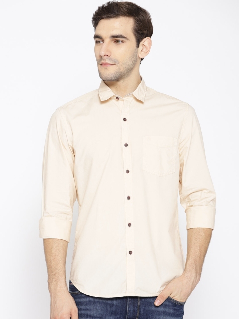 

John Players Men Beige Trim Regular Fit Solid Casual Shirt