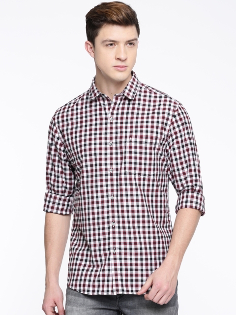 

John Players Men Maroon & White Checked Casual Shirt
