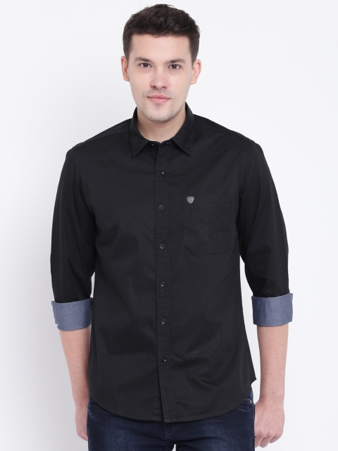 

John Players Men Black Trim Fit Solid Casual Shirt