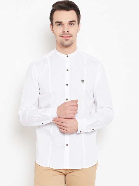 

John Players Men White Trim Fit Solid Casual Shirt
