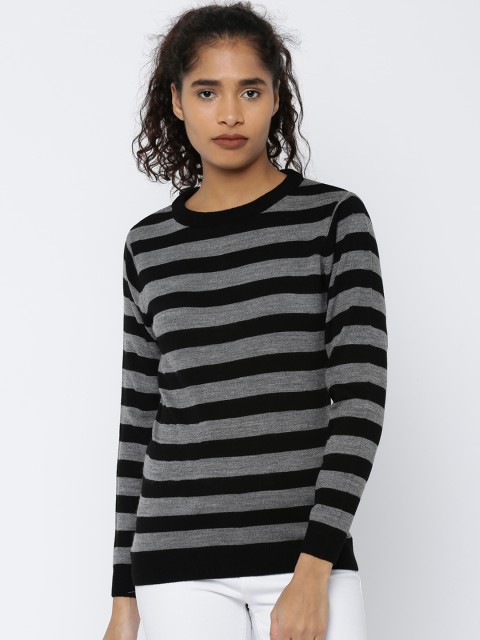 

Roadster Women Grey & Black Striped Pullover