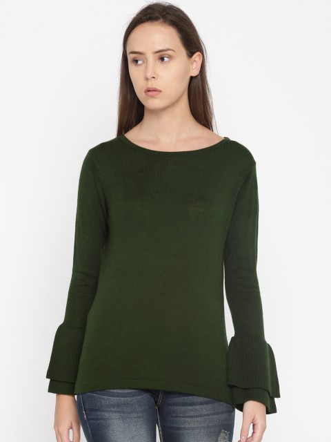 

Roadster Women Olive Green Solid Pullover