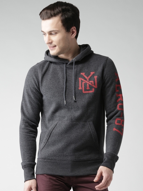 

Aeropostale Men Charcoal Grey Solid Hooded Sweatshirt