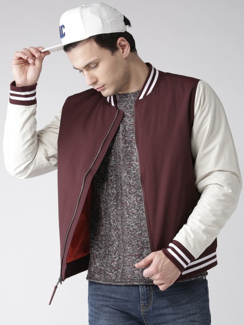 

Aeropostale Men Burgundy Solid Bomber Jacket