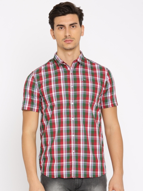 

Flying Machine Men Red & Green Regular Fit Checked Casual Shirt