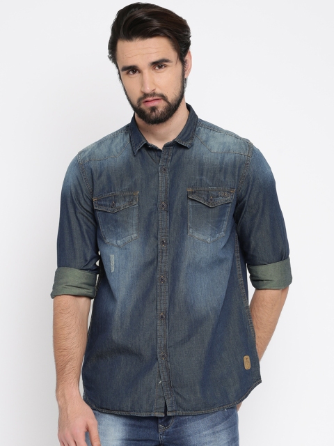 

Flying Machine Men Blue Regular Fit Washed Casual Shirt