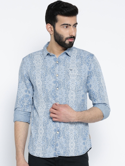 

Flying Machine Men Blue & Off-White Printed Casual Shirt