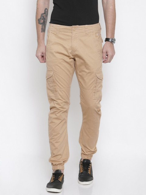 

Flying Machine Men Beige Smart Slim Fit Solid Joggers