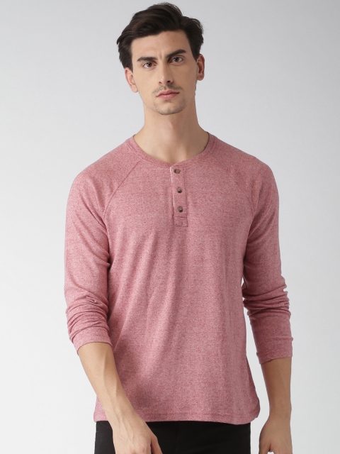 

Aeropostale Men Red Solid Henley Neck T-shirt