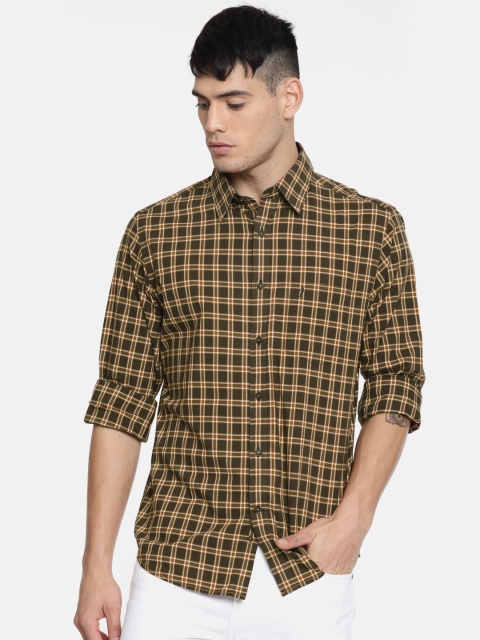 

Indian Terrain Men Brown & Orange Slim Fit Checked Casual Shirt