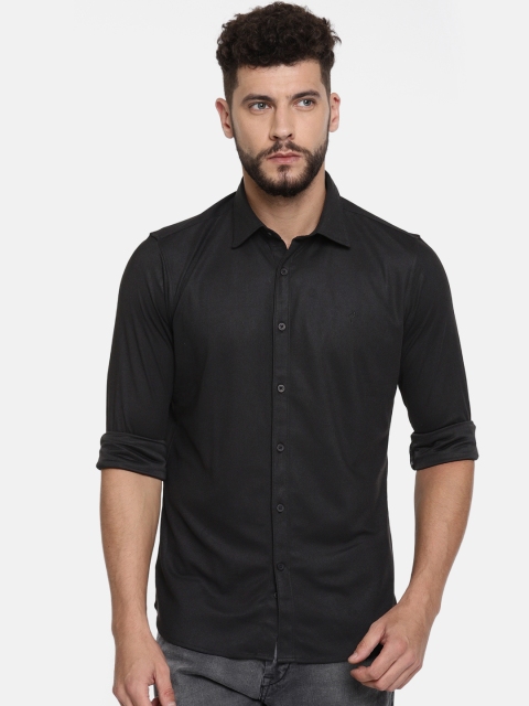 

Indian Terrain Men Black Slim Fit Solid Casual Shirt