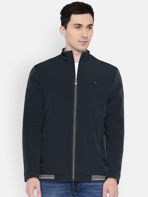 

Fort Collins Men Navy Blue Solid Bomber Jacket