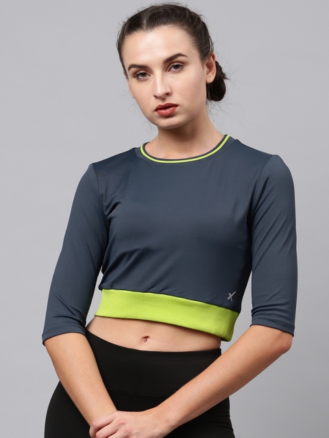 

HRX by Hrithik Roshan Women Navy Blue Rapid Dry Round Neck T-shirt
