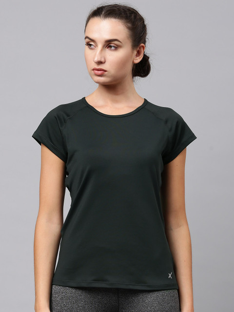 

HRX by Hrithik Roshan Women Charcoal Grey Rapid Dry Raglan T-shirt