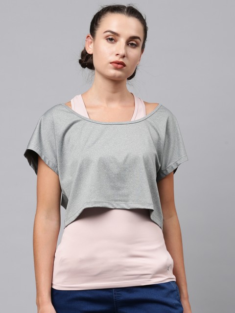 

HRX by Hrithik Roshan Women Grey Melange Solid Tank Top