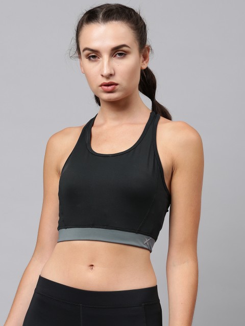 

HRX by Hrithik Roshan Charcoal Grey Solid Non-Wired Lightly Padded Sports Bra