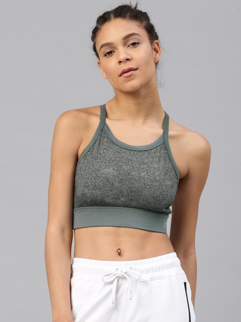 

HRX by Hrithik Roshan Grey Melange Solid Non-Wired Lightly Padded Sports Bra