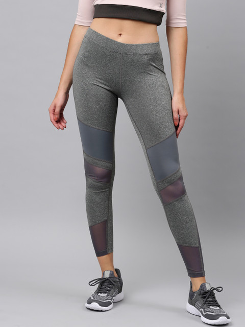 

HRX by Hrithik Roshan Grey Melange Slim Rapid Dry Tights
