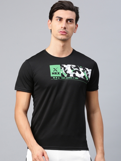 

HRX by Hrithik Roshan Men Black Rapid Dry Round Neck T-shirt