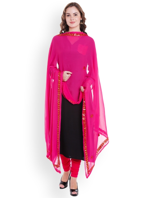 

Dupatta Bazaar Pink Solid Dupatta