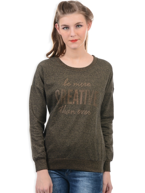 

Sweet Dreams Women Black & Brown Printed Sweatshirt
