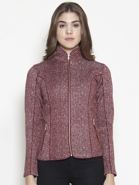 

Sweet Dreams Women Maroon Self-Design Tailored Jacket