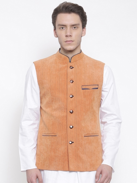 

TOZZI Orange Striped Nehru Jacket