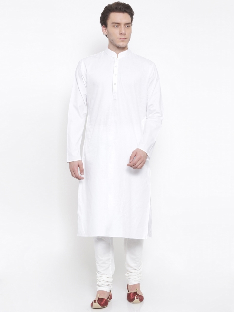 

TOZZI Men White Self Design Kurta with Churidar